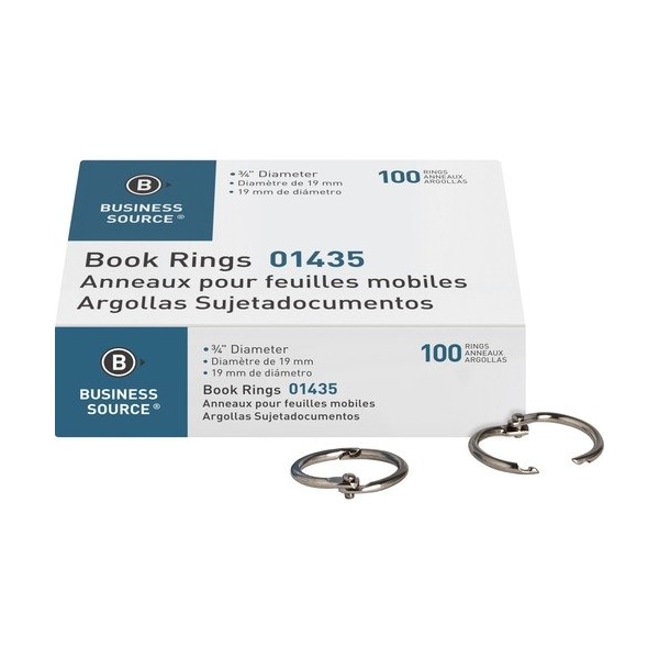 Business Source RING, BOOK, 3/4in, NICKEL, 100PC, 100PK BSN01435 - main